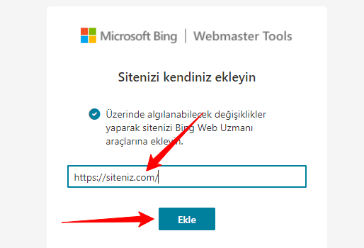 Bing Yahoo Site Ekleme: Manuel Yöntem