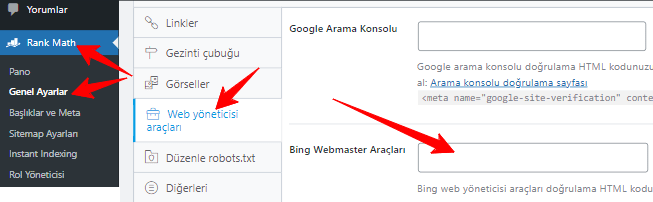 WordPress Bing Doğrulama Kodu Ekleme