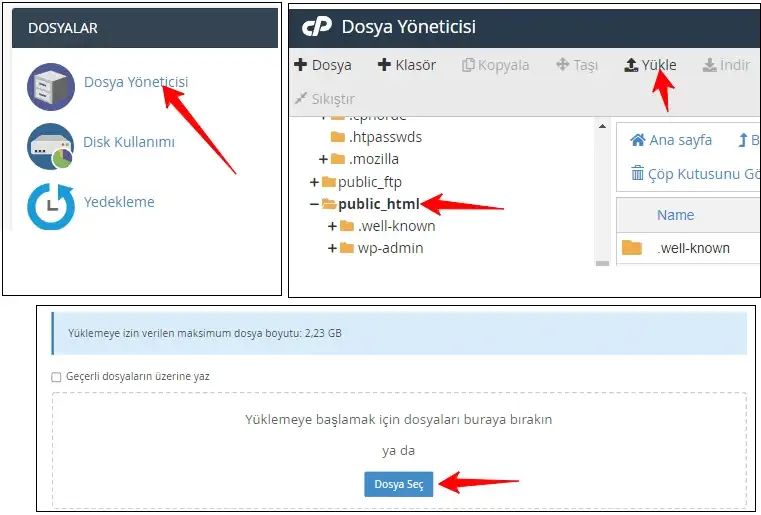 cPanel HTML Dosyası Ekleme